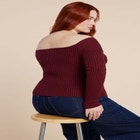 Bust-Stitch Off The Shoulder Sweater image number null