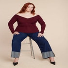 Bust-Stitch Off The Shoulder Sweater image number null