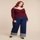 Bust-Stitch Off The Shoulder Sweater image number null