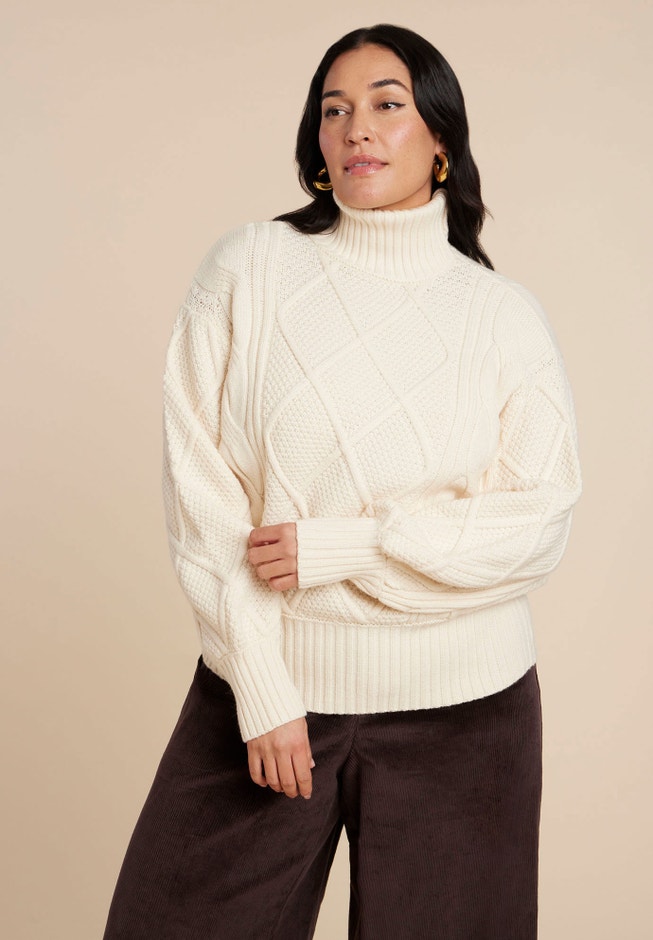 Cableknit Slouchy Sweater image number 2