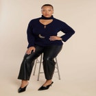 Faux Leather Pintuck Straight Leg Pant image number null