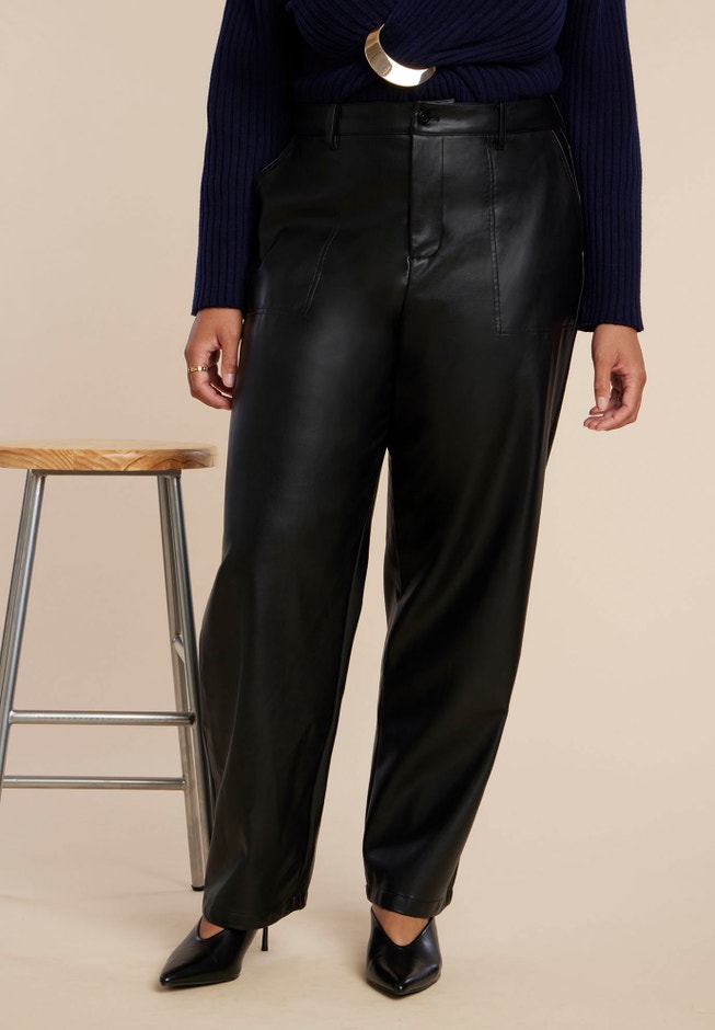 Faux Leather Straight Leg Pant image number 0
