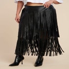 Faux Leather Fringe Skirt image number null