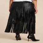 Faux Leather Fringe Skirt image number null