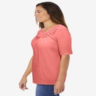 Crochet-Trim Knit Top image number null