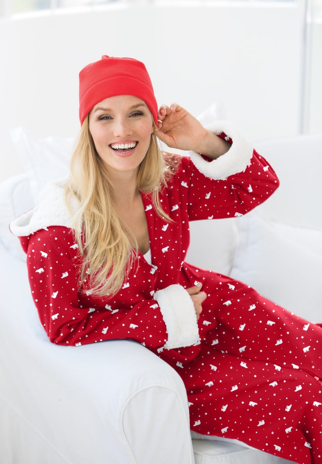 Sherpa-Lined Long Hooded Robe image number 3