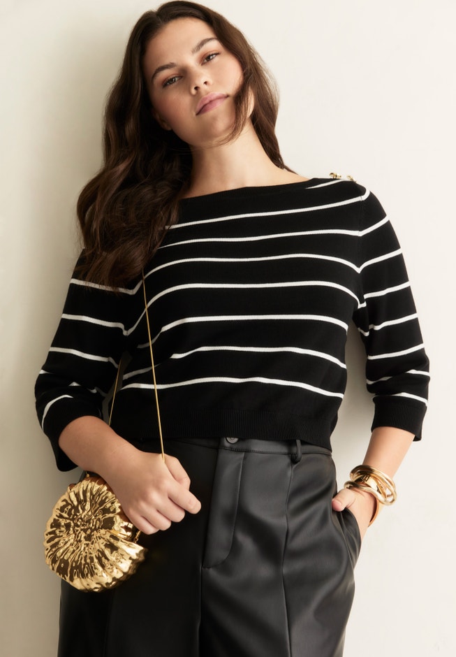 Cropped Boat Neck Sweater image number 2