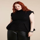 Turtleneck Peplum Sweater Vest image number null