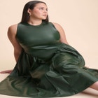 Faux Leather Fit And Flare Dress image number null