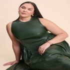 Faux Leather Fit And Flare Dress image number null