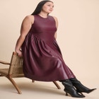 Faux Leather Fit And Flare Dress image number null