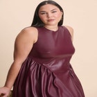 Faux Leather Fit And Flare Dress image number null