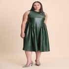 Faux Leather Fit And Flare Dress image number null