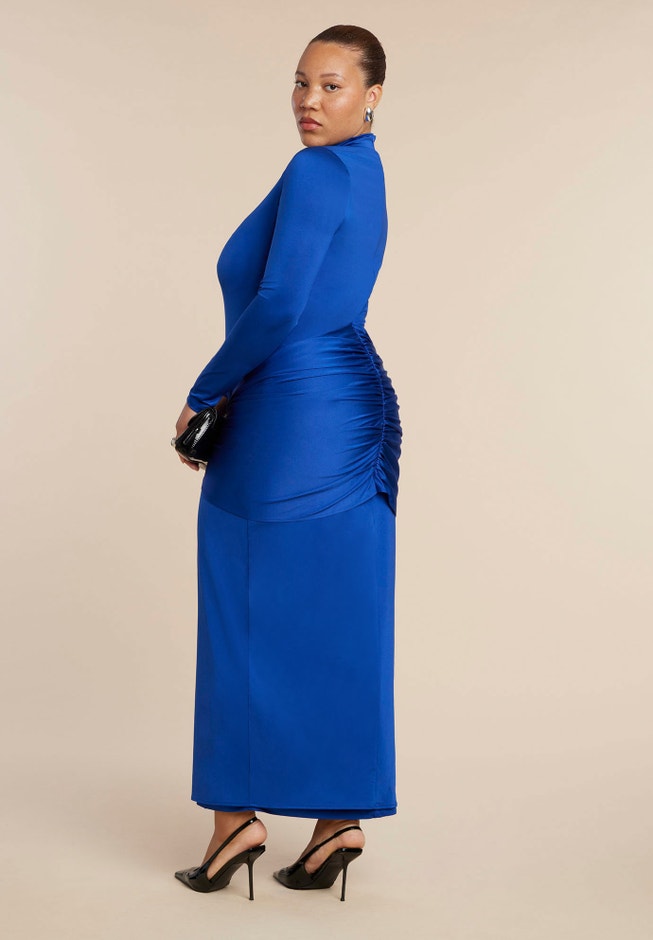 Tie Front Mock Neck Maxi Dress image number 1