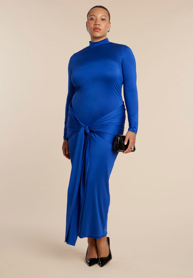 Tie Front Mock Neck Maxi Dress image number 0