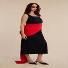 Contrast Draped Waist Gown image number null