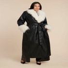 Faux Leather Coat With Fur Trim image number null