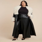 Faux Leather Coat With Fur Trim image number null