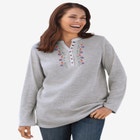 Embroidered Thermal Henley Tee image number null