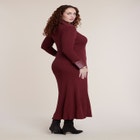  Faux Leather Detail Sweater Dress image number 1