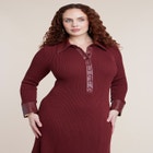  Faux Leather Detail Sweater Dress image number 2