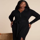 Zipper & Tie Sweater Dress image number null