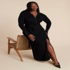 Zipper & Tie Sweater Dress image number null