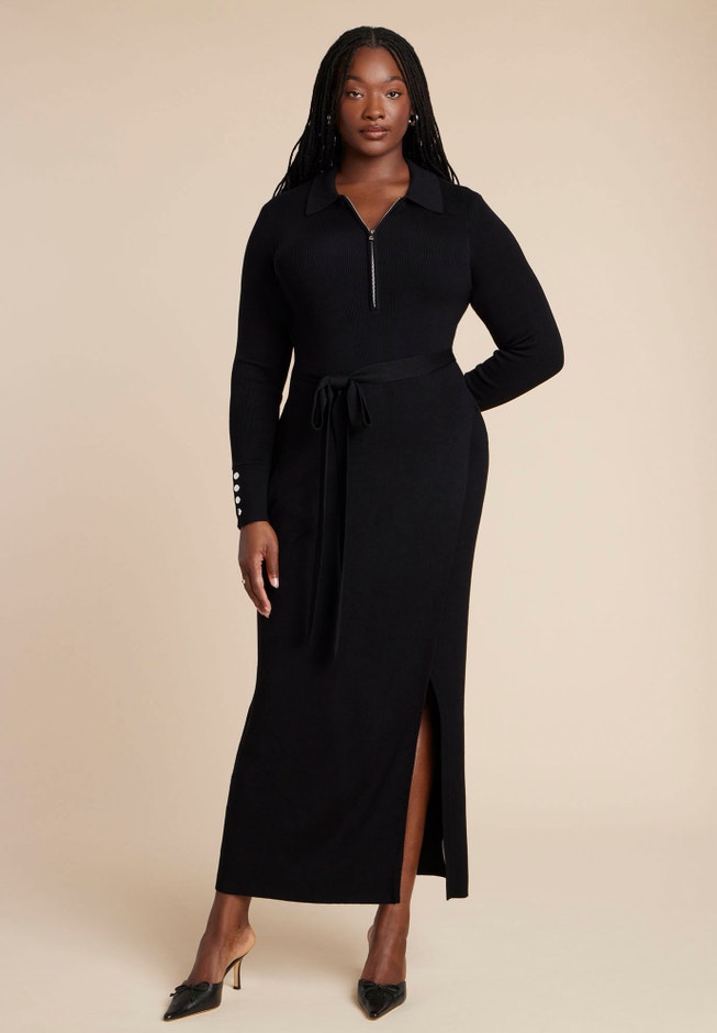 Zipper & Tie Sweater Dress image number 0