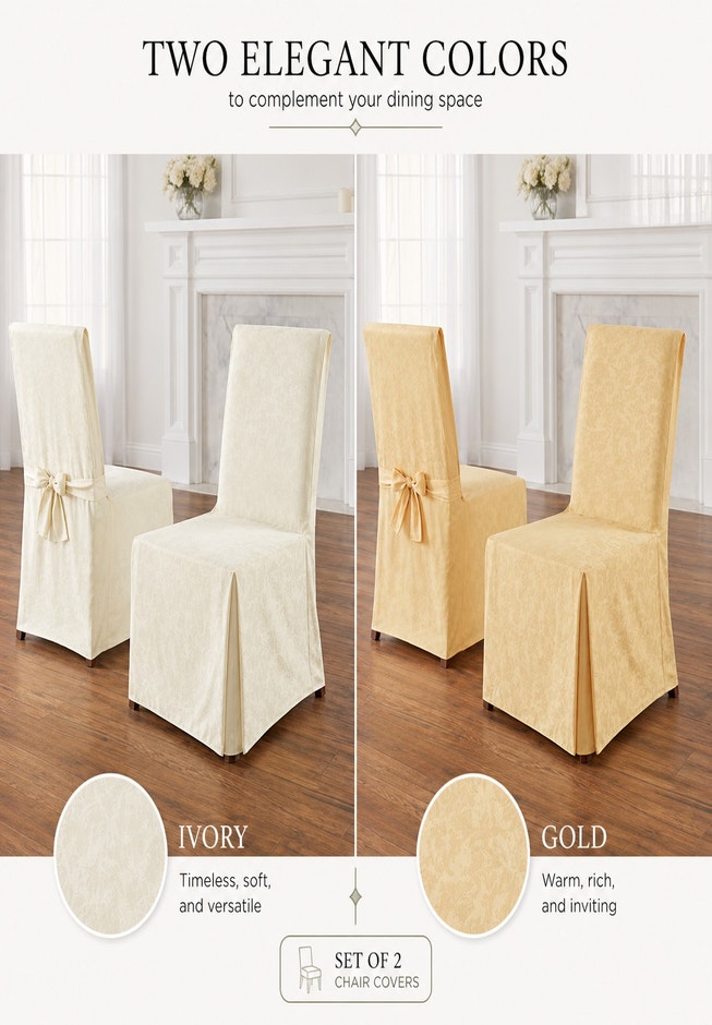 Damask Set of 2 Chair Covers image number 7