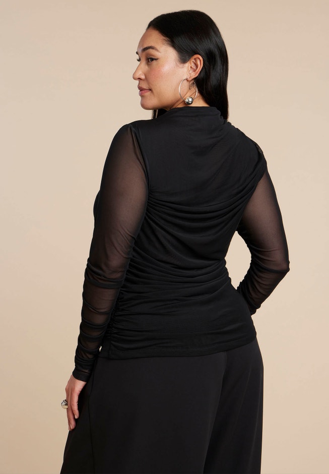 Shirred Sheer Top image number 1