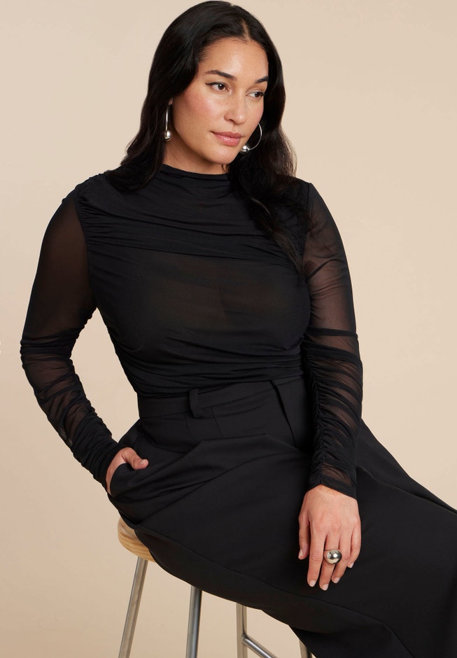 Shirred Sheer Top image number 0