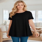 Plus Size Ultimate Cotton Crewneck Short Sleeve Swing Tee image number 1