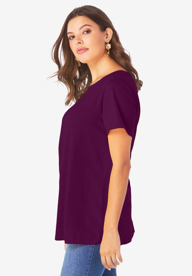 Plus Size Ultimate Cotton Crewneck Short Sleeve Swing Tee image number 2