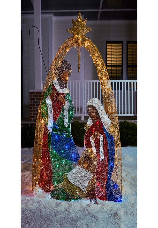 72" Crystal Fabric Multi-Colored Nativity Scene image number 0