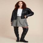  Belted Faux Leather Moto Jacket image number null