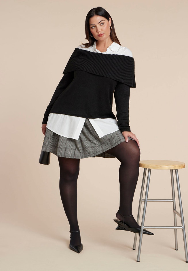 Off The Shoulder Twofer Sweater image number 2