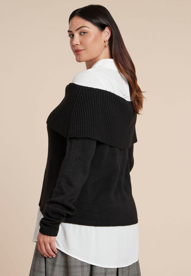 Off The Shoulder Twofer Sweater image number 4