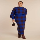 Intarsia Puff Sleeve Sweater image number null