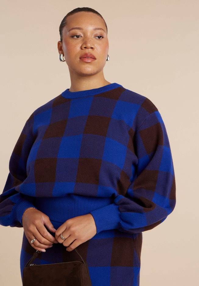 Intarsia Puff Sleeve Sweater image number 0
