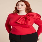 Strong Shoulder Top With Bow image number null