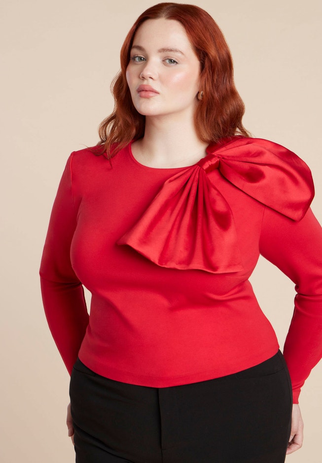 Strong Shoulder Top With Bow image number 0