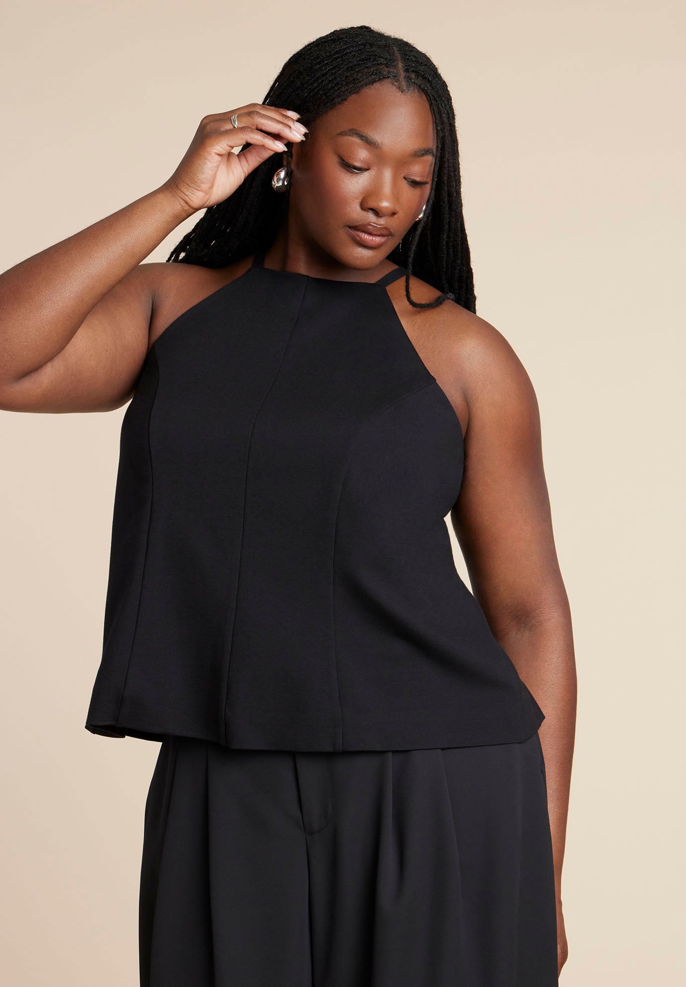 Bow Detail Halter Top image number 2