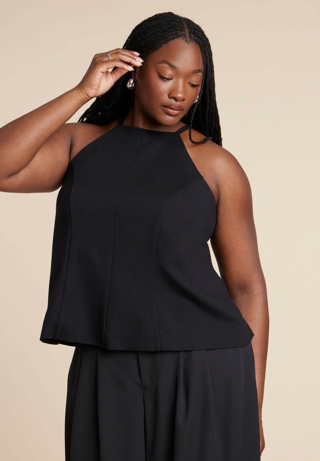 Bow Detail Halter Top image number 2