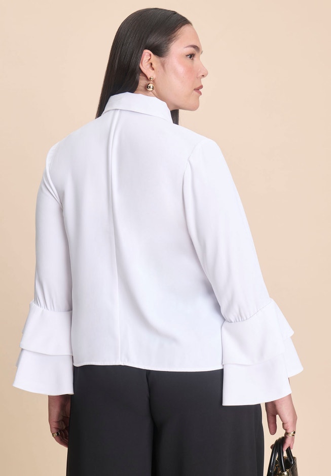 Ruffle Sleeve Collared Top image number 2