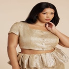 Square Neck Button Up Crop Top image number null