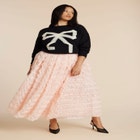 Textured Ruffle Maxi Full Skirt image number null