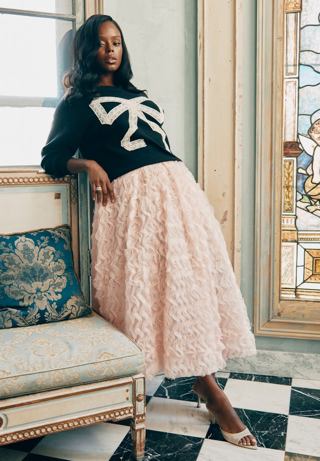 Textured Ruffle Maxi Full Skirt image number 0