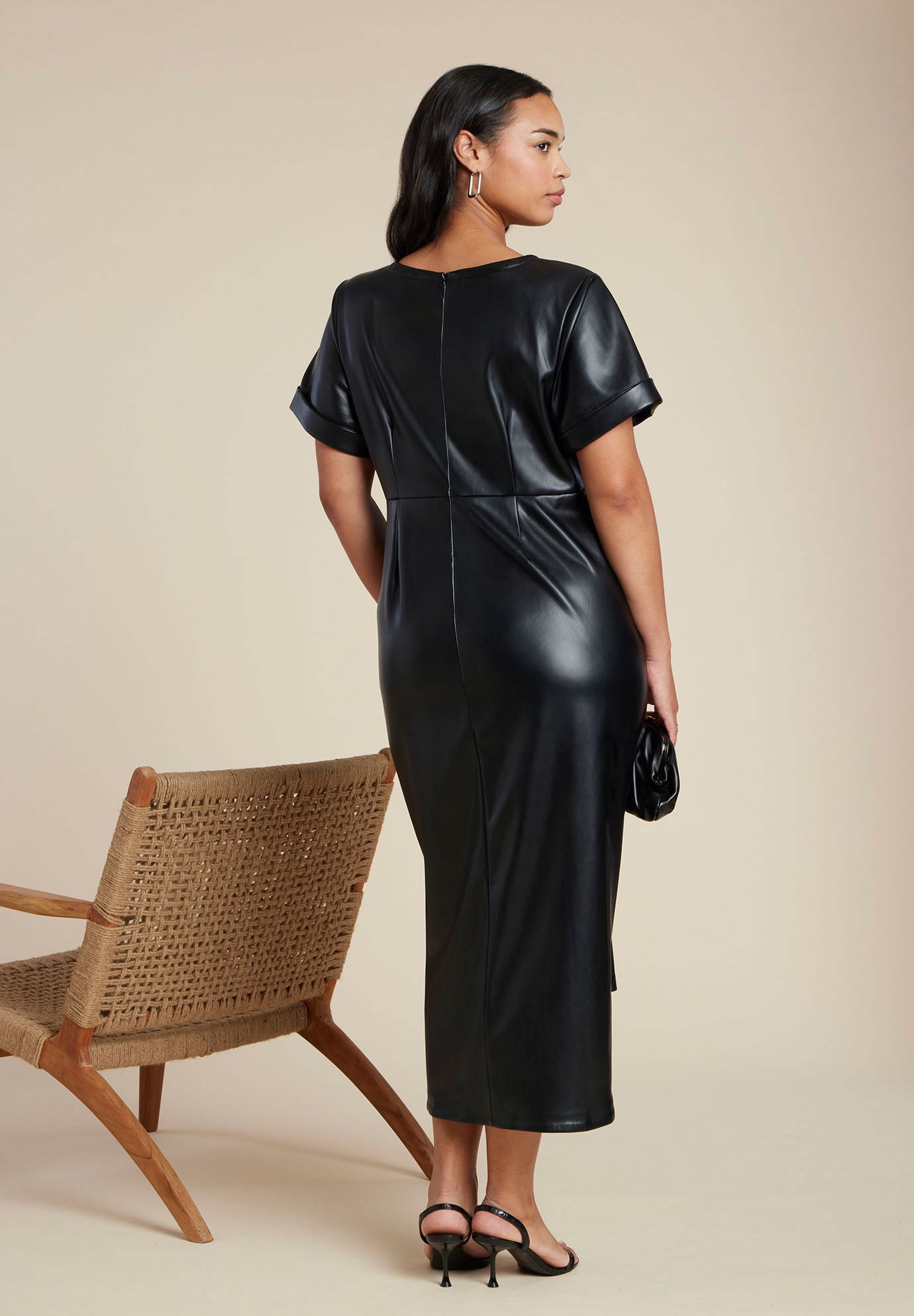 Faux Leather Tie Detail Dress image number 3