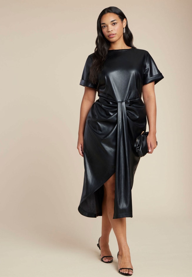 Faux Leather Tie Detail Dress image number 0