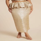 Metallic Skirt With Bubble Peplum image number null
